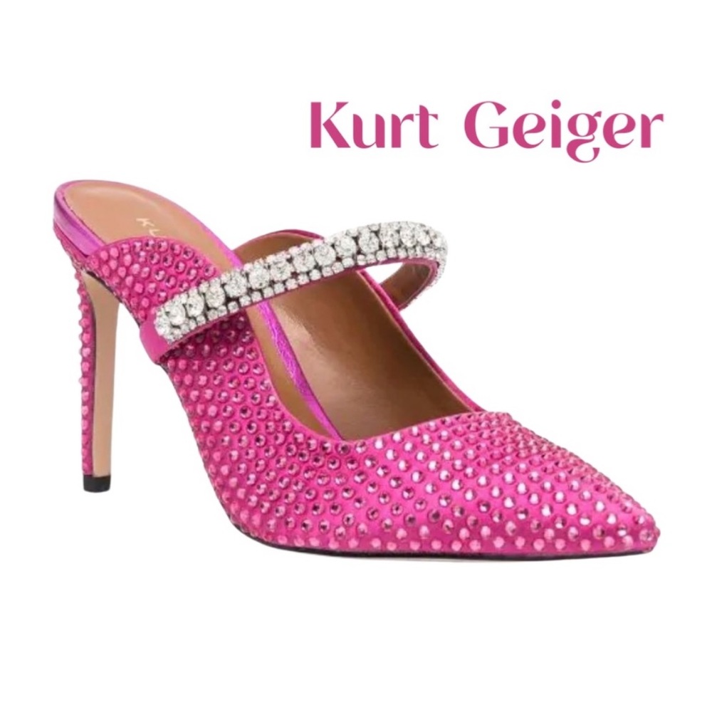Kurt Geiger 105mm crystal-embellished heeled pumps in Pink Sz 8 EUC
